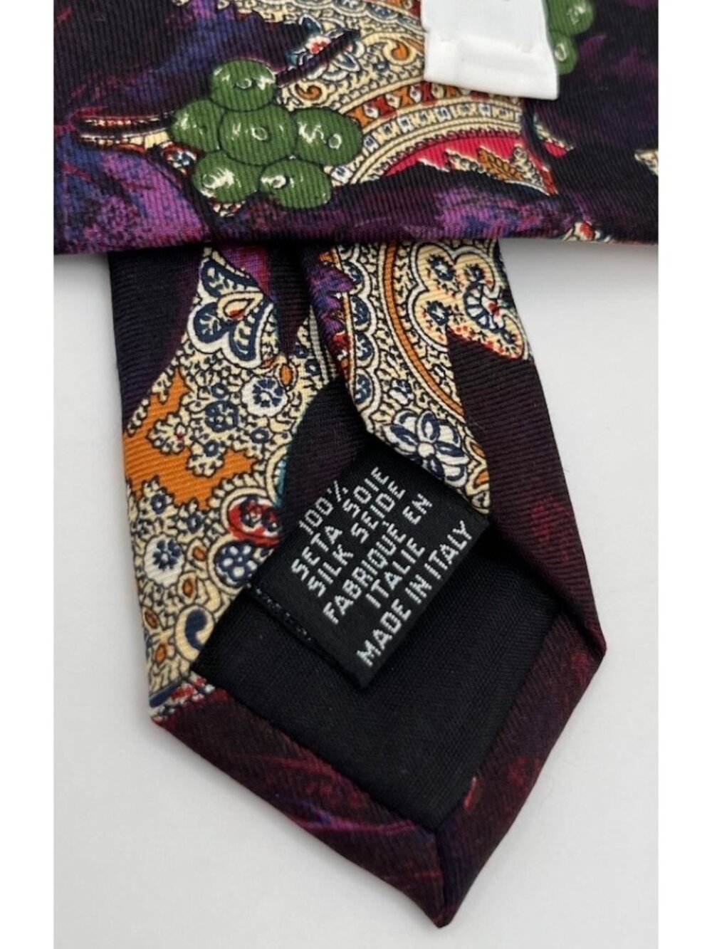 HUGO BOSS Men's Silk Cotton Necktie LUXURY Paisley Purple Floral W:3.6" Italy - Picture 3 of 8